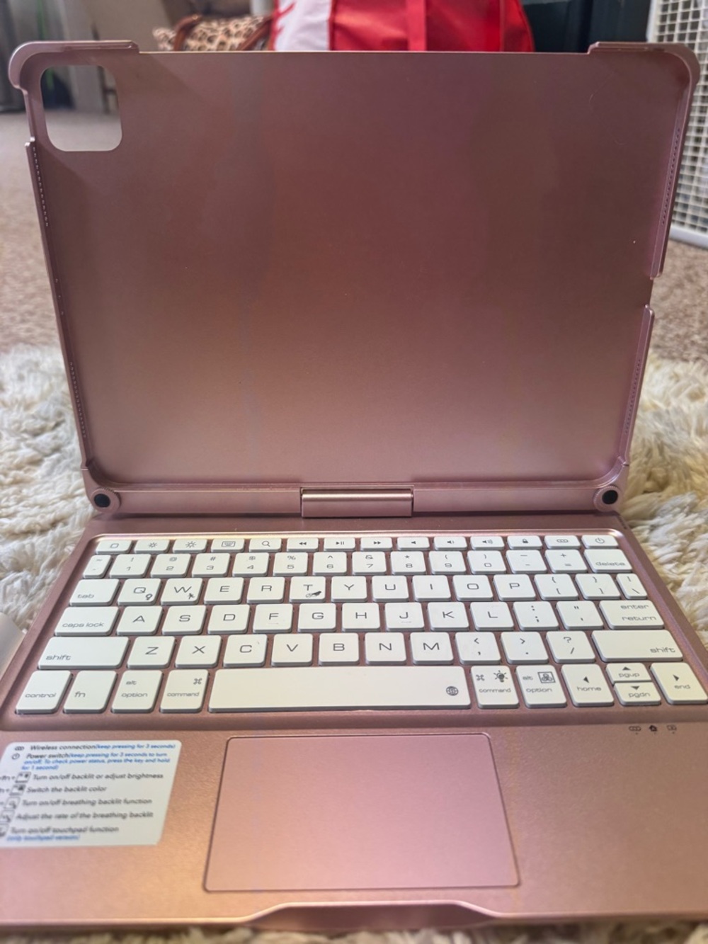 I pad air Rose Gold Tablet Keyboard Case with Trackpad